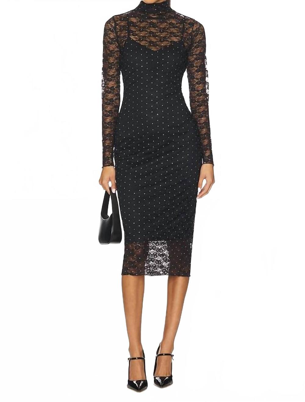 NEW STEVE MADDEN vivienne studded lace dress in black